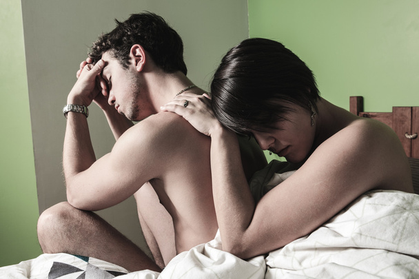 Young couple who having problem in bed - Foto, Imagem