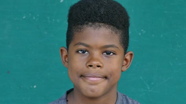55 zwarte kinderen portret gelukkig kind glimlachen op Camera - Video