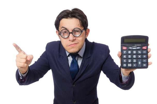 Hombre divertido con calculadora
 - Foto, imagen