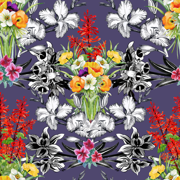 Seamless floral pattern on   purple - Valokuva, kuva