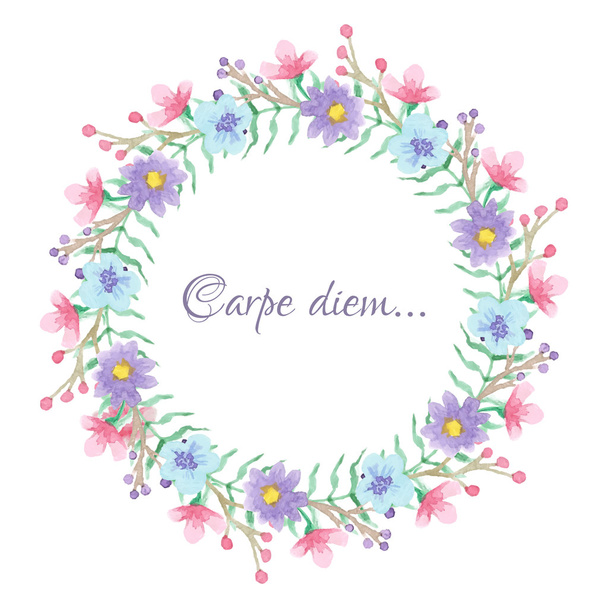 Floral temlate with carpe diem script - Διάνυσμα, εικόνα