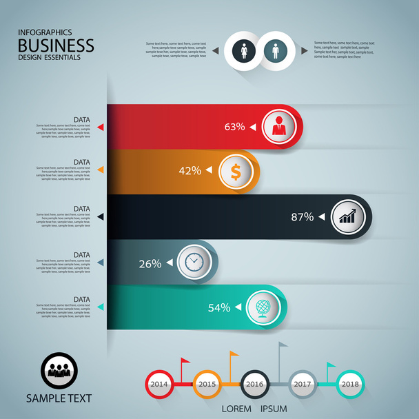 Infographics business stair step graph success vector design tem - Vetor, Imagem