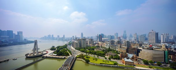 panoramic view of Shanghai at riverbank - Photo, Image