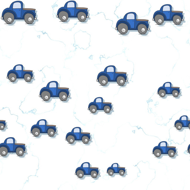 Бесшовный рисунок автомобилей, разбросанных по текстурированному фону
 - Фото, изображение