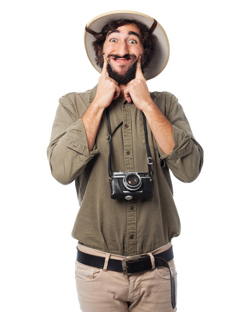 crazy happy explorer man  - Фото, изображение