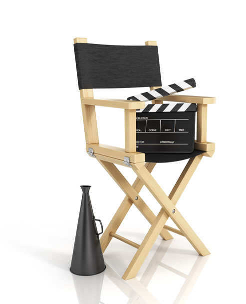 Illustration of director chair, and over filmmaker equipment, ov - Foto, immagini