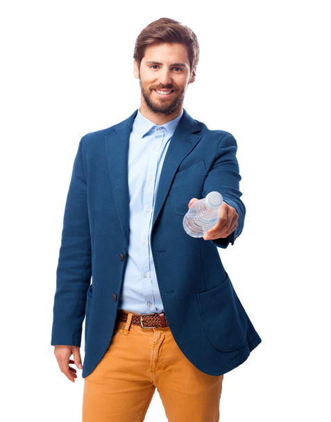 happy businessman with water bottle - Foto, Imagen