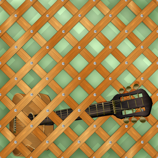 pattern with crossed planks and guitar - Vector, Image