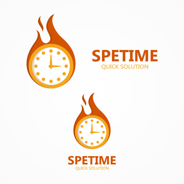 火の中のベクトルのロゴやアイコン時計 - ベクター画像