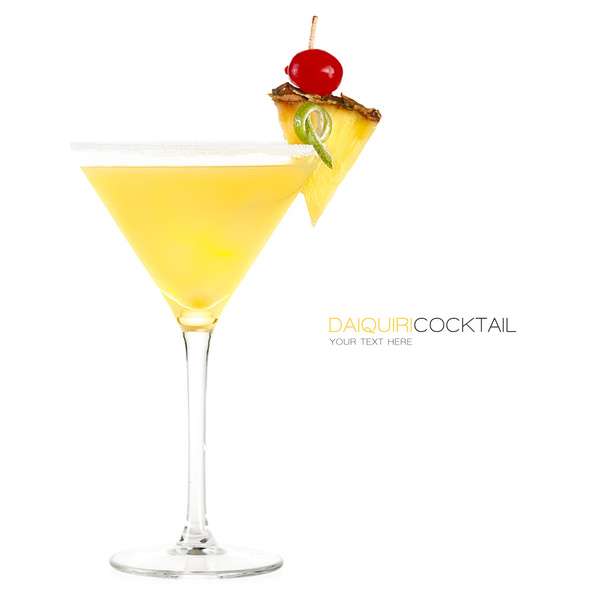 Frozen Pineapple Daiquiri Cocktail isolated on White - Photo, Image