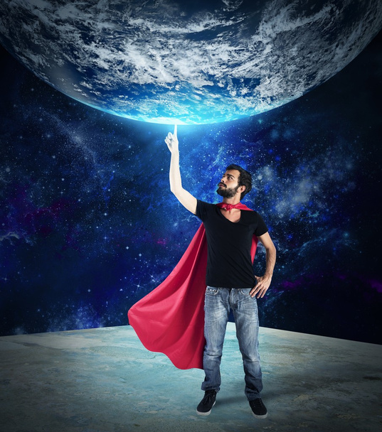 Superheld houdt de wereld - Foto, afbeelding