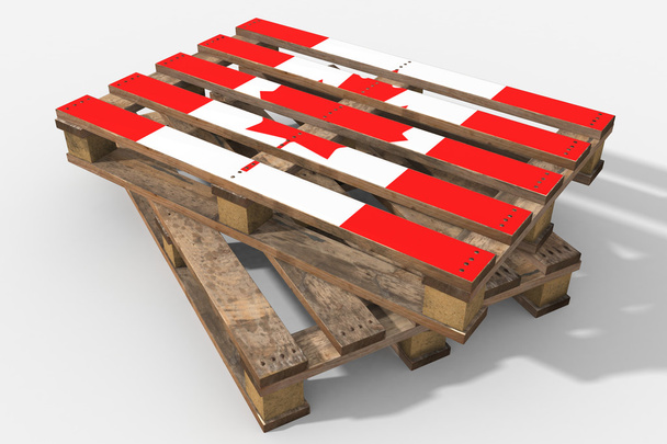 Pallet 3D with flag Canada - Photo, Image