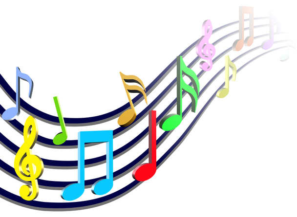 Notas musicais coloridas
 - Foto, Imagem