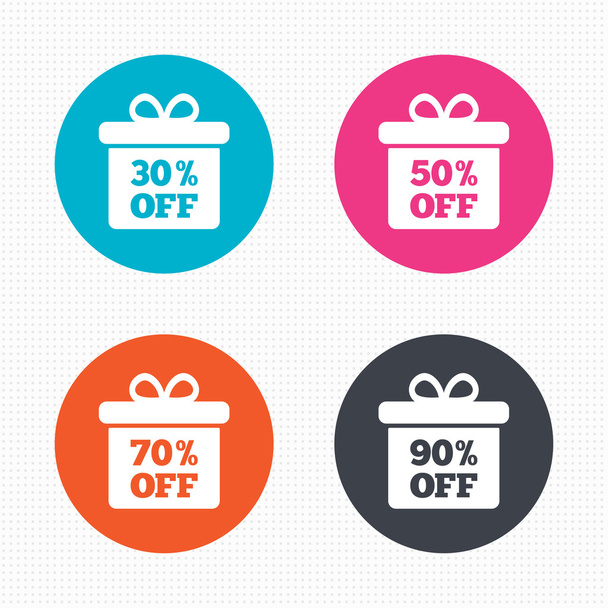 Sale gift box tag icons - Vector, afbeelding
