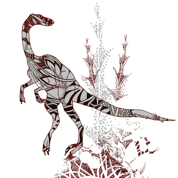 Dekoratív dinoszaurusz növények nyomtatási háttér-2 - Vektor, kép