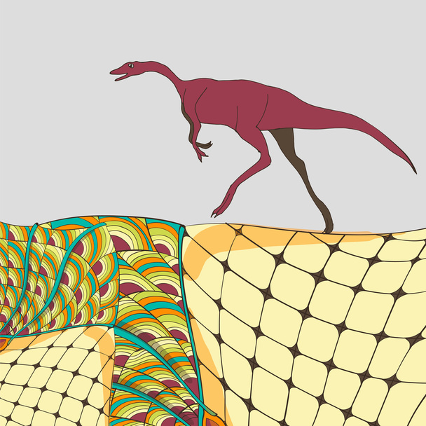Illustration décorative avec dinosaure vineux
 - Vecteur, image