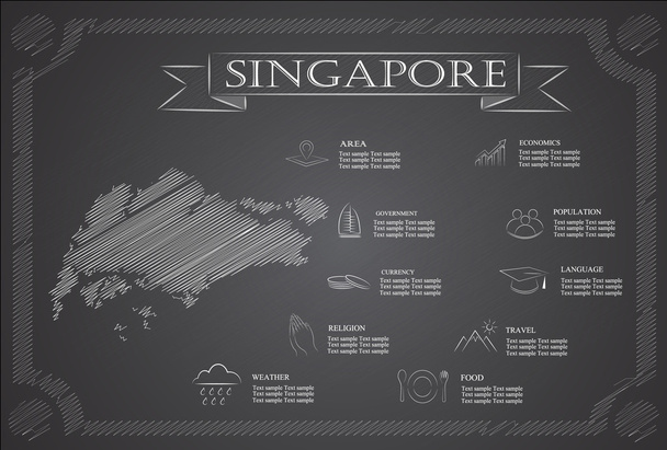 Singapur infografiky, statistické údaje, památky. - Vektor, obrázek
