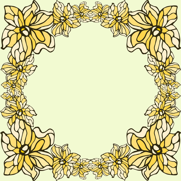 Yellow flowers frame isolated on a beige background - Вектор, зображення