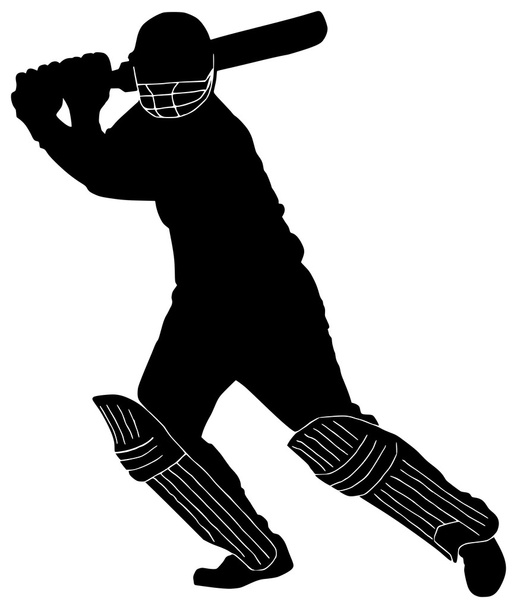 Cricket-Spieler, Abbildung auf weißem Hintergrund - Vektor, Bild