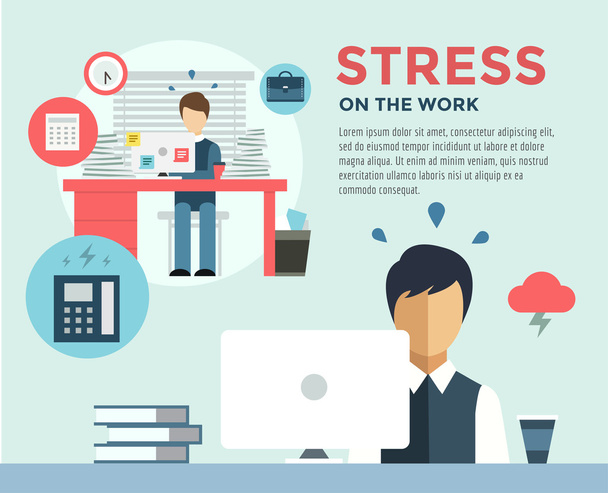 New Job after Stress Work infographic. Students, Stress, Clerk and Professions. Vector stocks illustration for design. - Vektor, obrázek