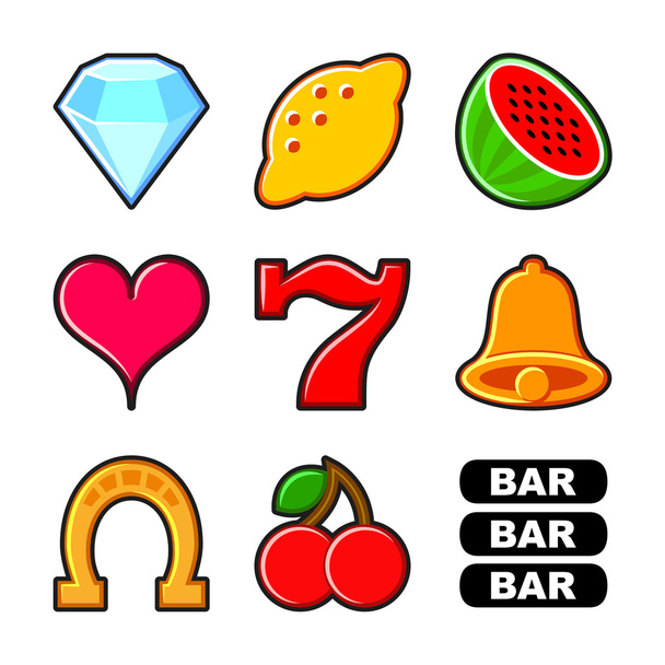 Spielautomaten-Symbole gesetzt - Vektor, Bild