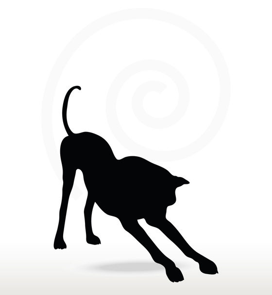  σκύλος σιλουέτα σε στάση τεντωμάτων - Διάνυσμα, εικόνα