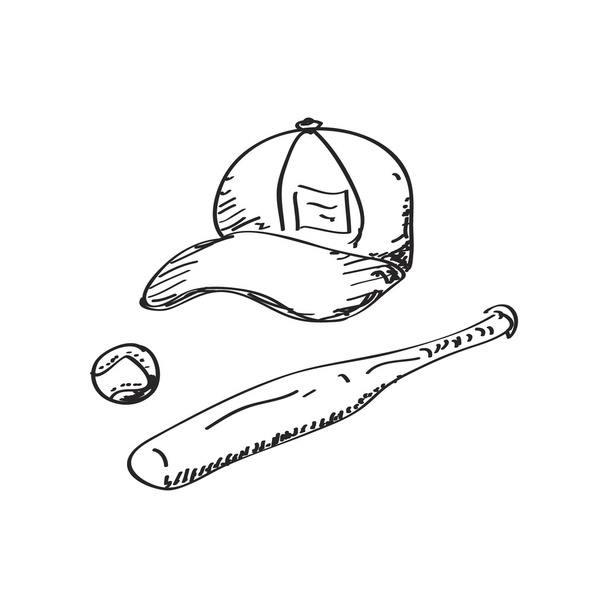 Simple doodle of baseball equipment - Vector, Image
