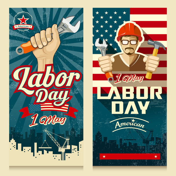 Happy Labor day american banner collections - Vector, Image