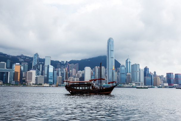skyline and buildings in harbor of Hong Kong - Photo, Image