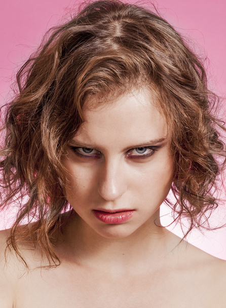Beautiful and disappointed girl closeup portrait - Valokuva, kuva