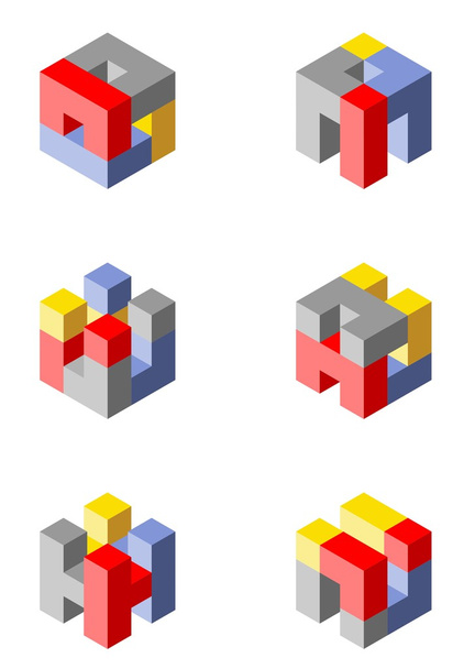 Elementos coloridos de diseño cúbico
 - Foto, imagen