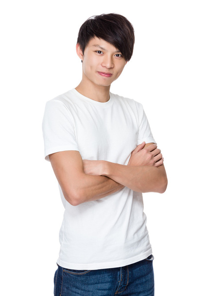 Aziatische knappe man in wit t-shirt - Foto, afbeelding