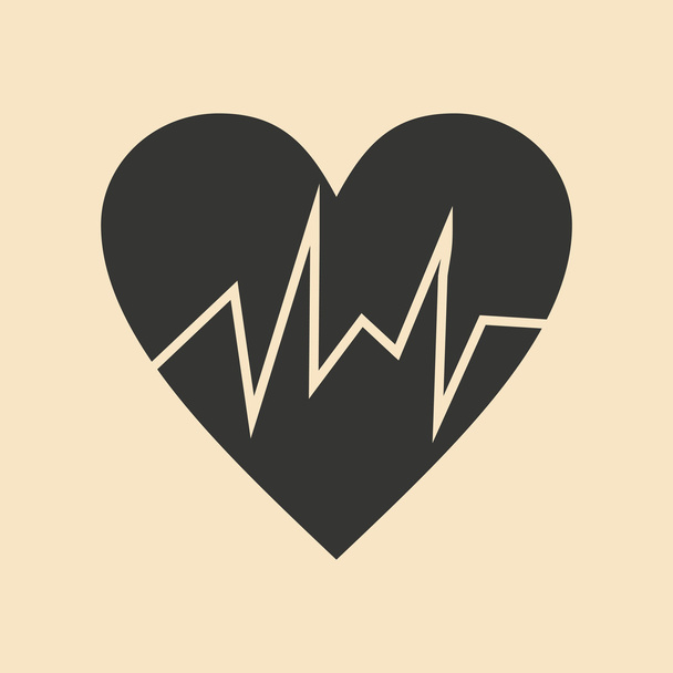 Flat in black and white mobile application logo cardiology - Vector, Image