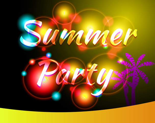 Summer party. The bright highlights on the background. Banner night beach party. Template for text - Vector, Image
