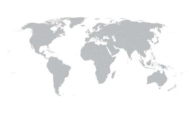 Серая векторная карта мира с границами всех стран
 - Вектор,изображение