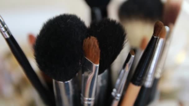 Brush makijaż zestaw z bliska - Materiał filmowy, wideo