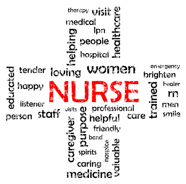 Enfermeira conceito nuvem palavra
 - Vetor, Imagem