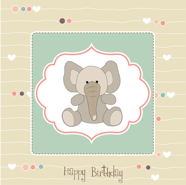 Birthday greeting card with baby elephant - Fotoğraf, Görsel