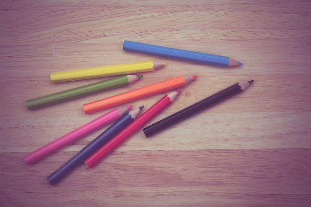 Color pencils old retro vintage style - Фото, зображення