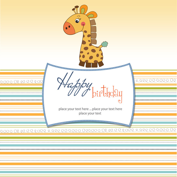 Birthday card with giraffe - Foto, Imagem