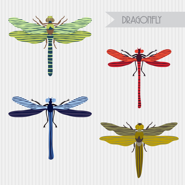 Illustrazione piatta colorata della collezione libellula. Set grafico botanico vettoriale
. - Vettoriali, immagini