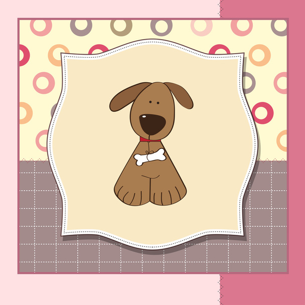 小さな犬とグリーティングカード - 写真・画像
