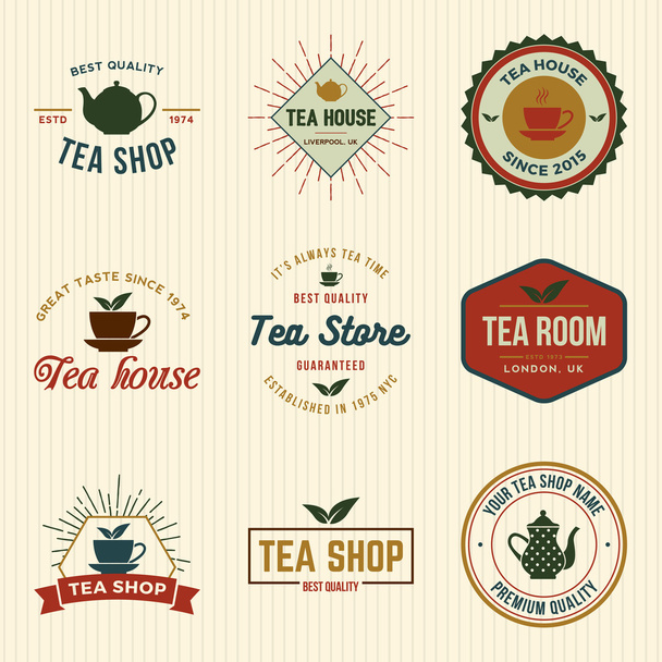 set of tea shop labels, badges - Vector, afbeelding