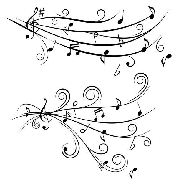 Music notes on staff - Vector, Image