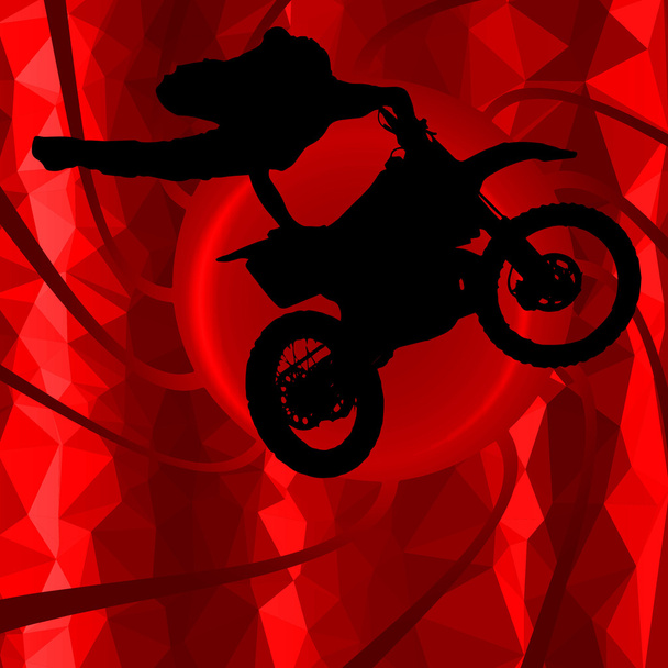 Low poly silhouette motocross rider - Vector, Image