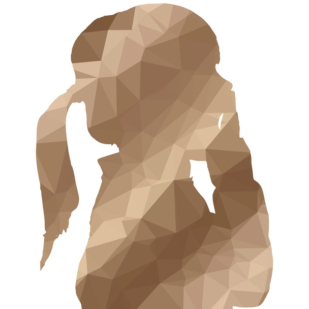 Low poly silhouette of girl - Vector, Image