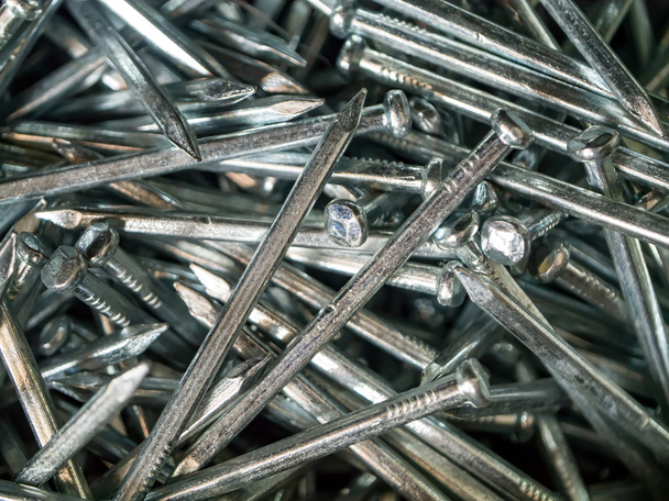 Macro shot of iron nails - Fotoğraf, Görsel