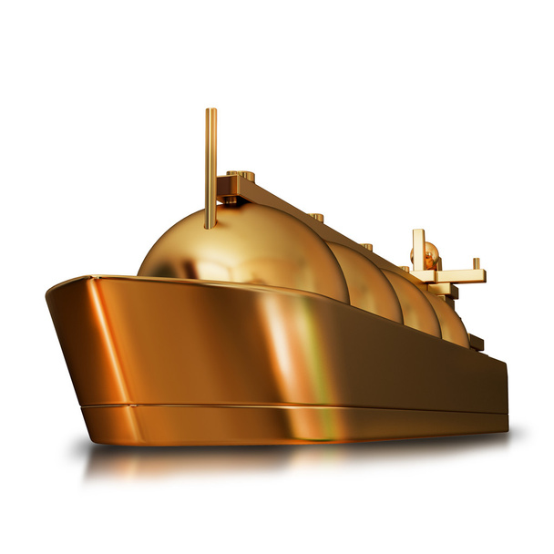 illustration of a Gold toy big ship isolated - Фото, изображение