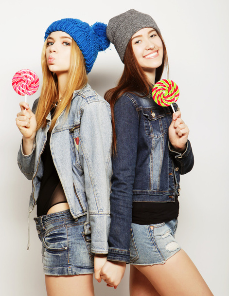 two young hipster girls best friends - Fotó, kép