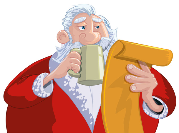 Cartoon-Weihnachtsmann mit weißem Bart - Vektor, Bild